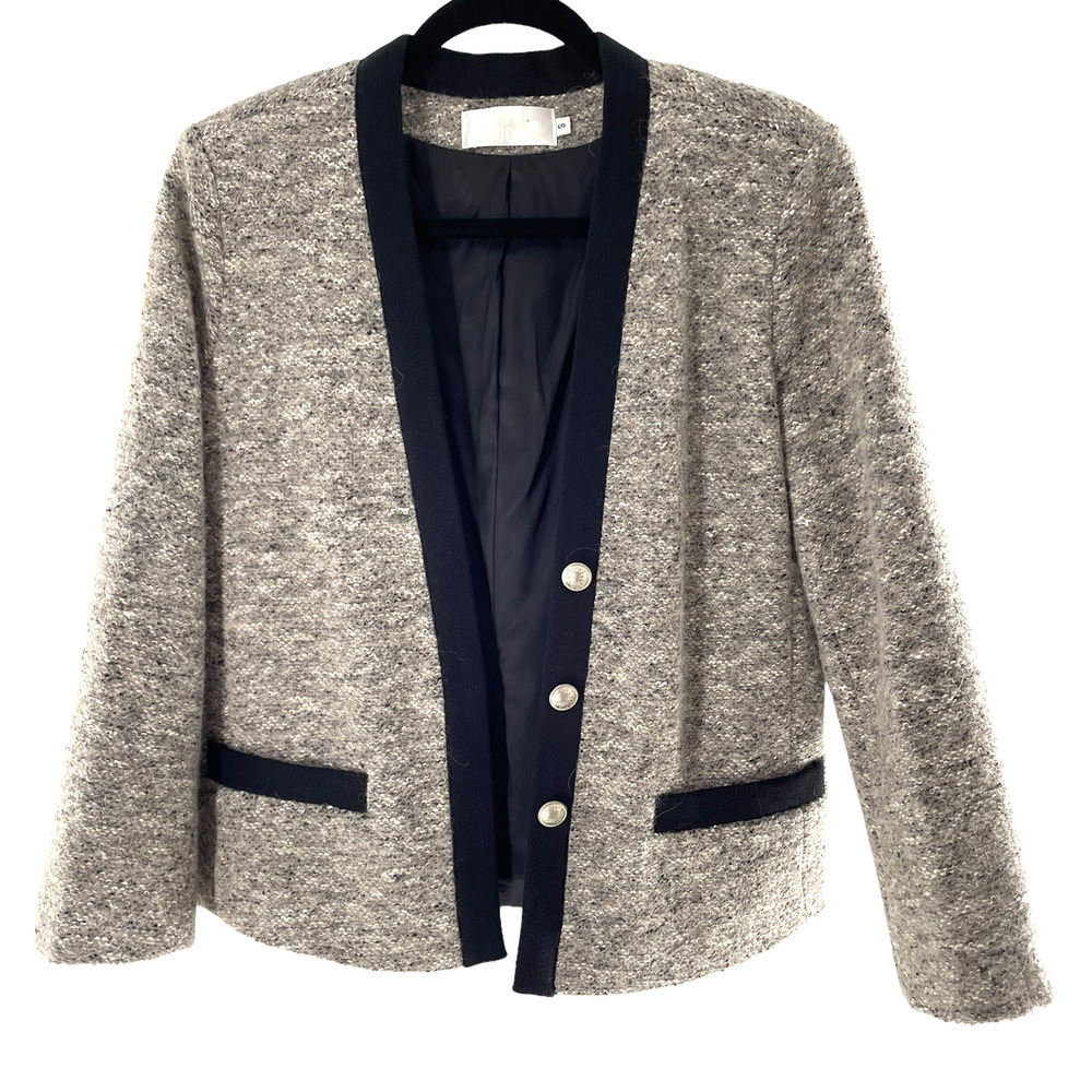 13YI Studios Womens Button-Up Cardigan Sweater Long Sleeve Pockets Size S Gray